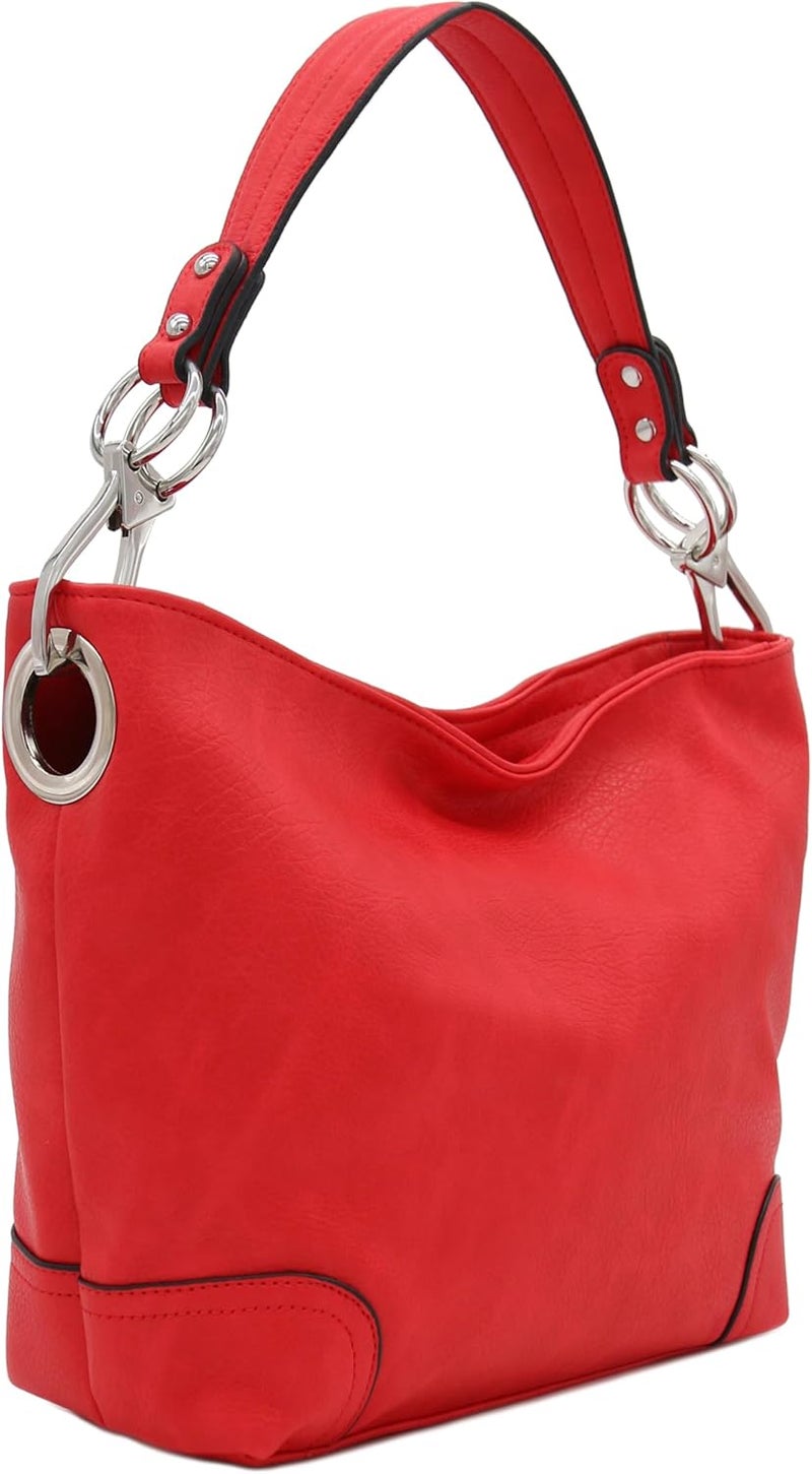 Alyssa Hobo Shoulder Bag with Big Snap Hook Hardware - Image 1
